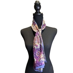 Oscar de la Renta Silk Scarf, Magenta, Purple, Gold, Black, EUC